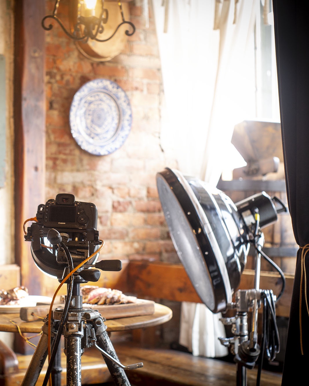 Camera equipment being used to photograph food